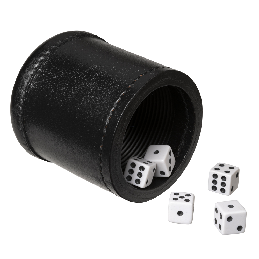 5pcs White Dice Set Family Game Accessory MP PU Leather High Quality Dice Cup 