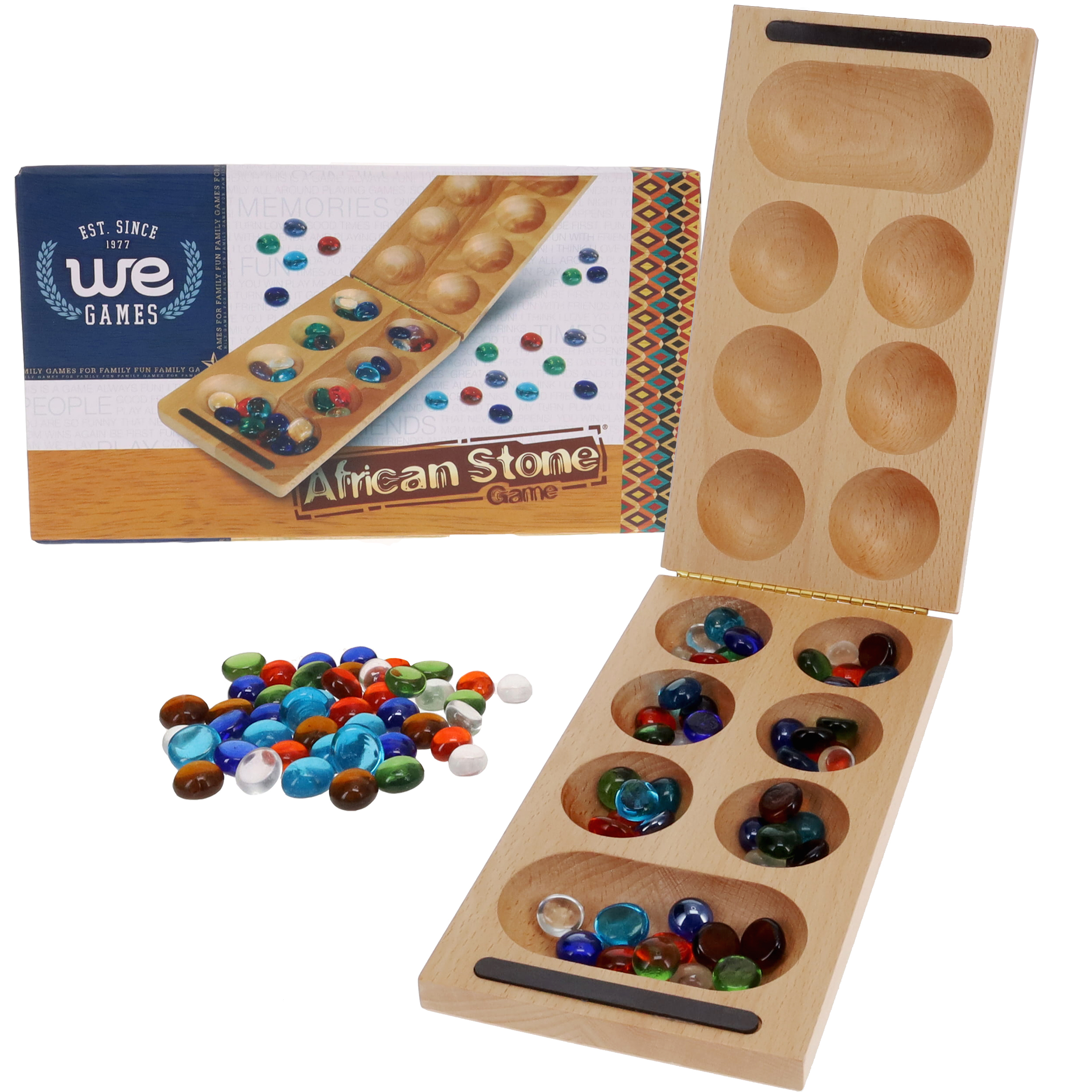WE Games Folding Mancala – Solid Wood Board & Glass Stones – Wood  Expressions