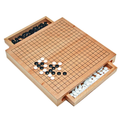 Wooden Go Board Game with drawers and stones