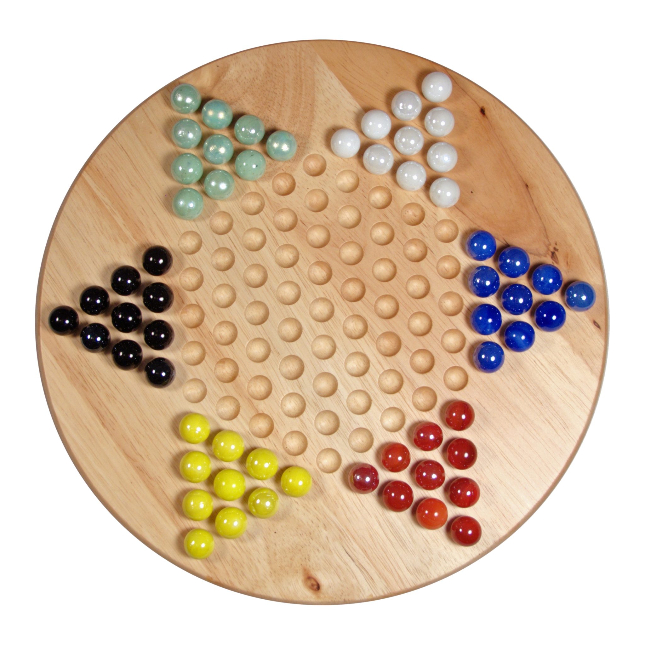 Wooden Chinese Checkers Fine 6 Color 60 Marbles Party Toy Multiplayer Age 6+ 