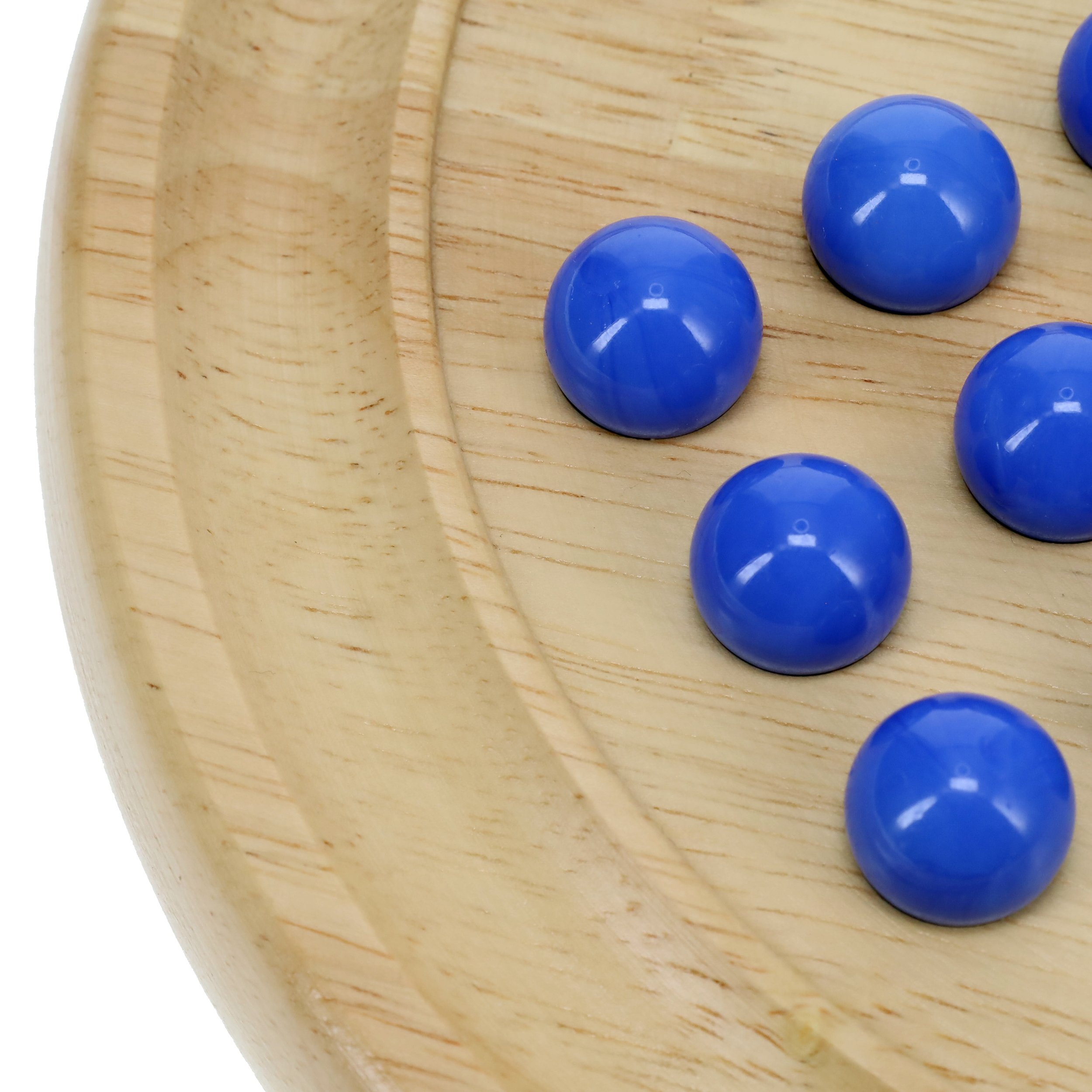 Solid Wood Solitaire with Blue Glass Marbles - 8.875 in. Diameter