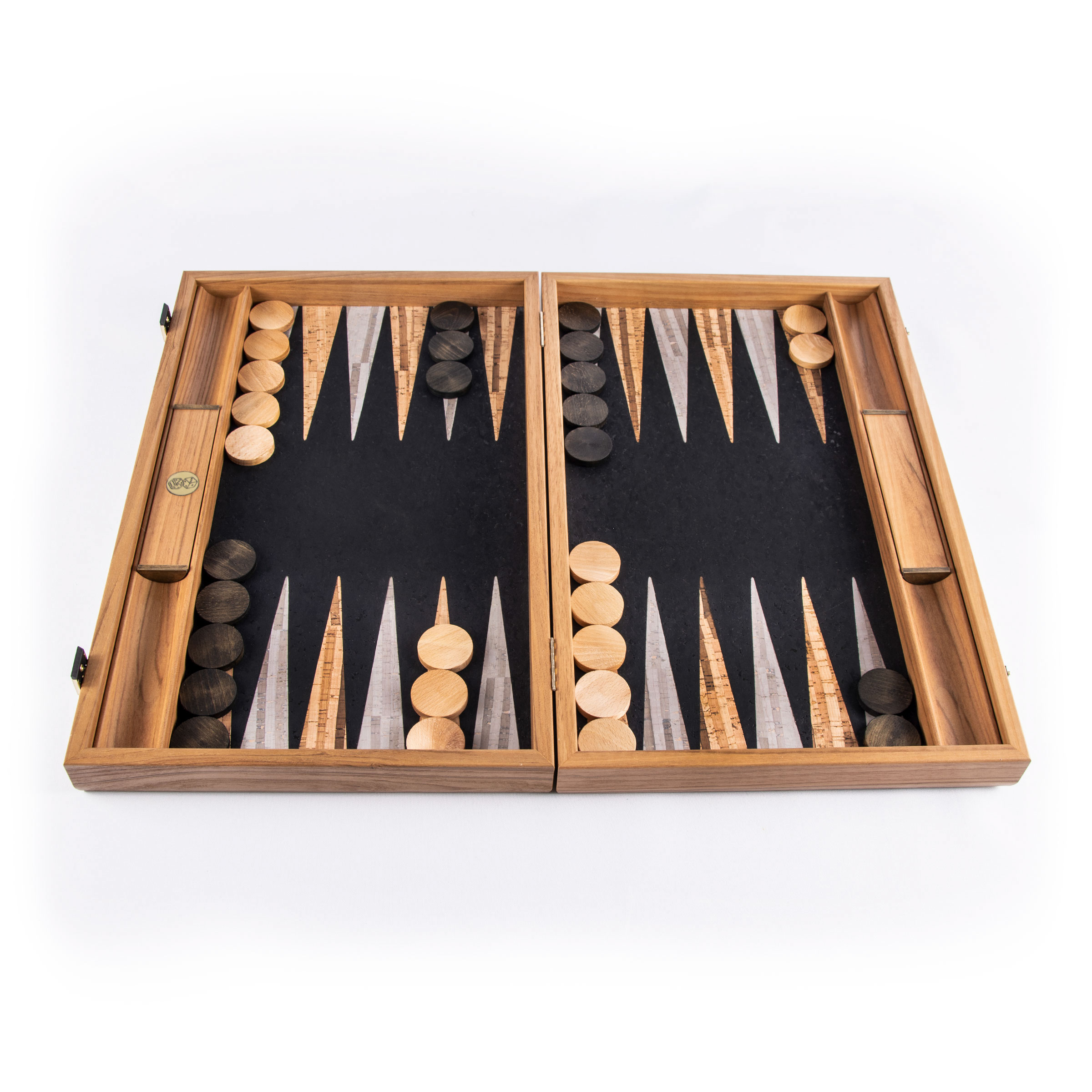 Mahogany with Printed Field and Side Racks 19-inch Wood Backgammon Set 