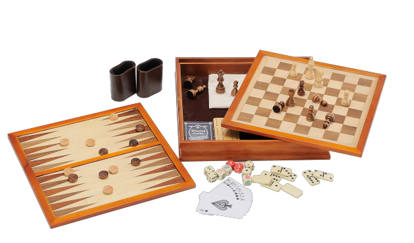 Trademark Games Deluxe 7-in-1 Game Set Checkers Chess Backgammon and...