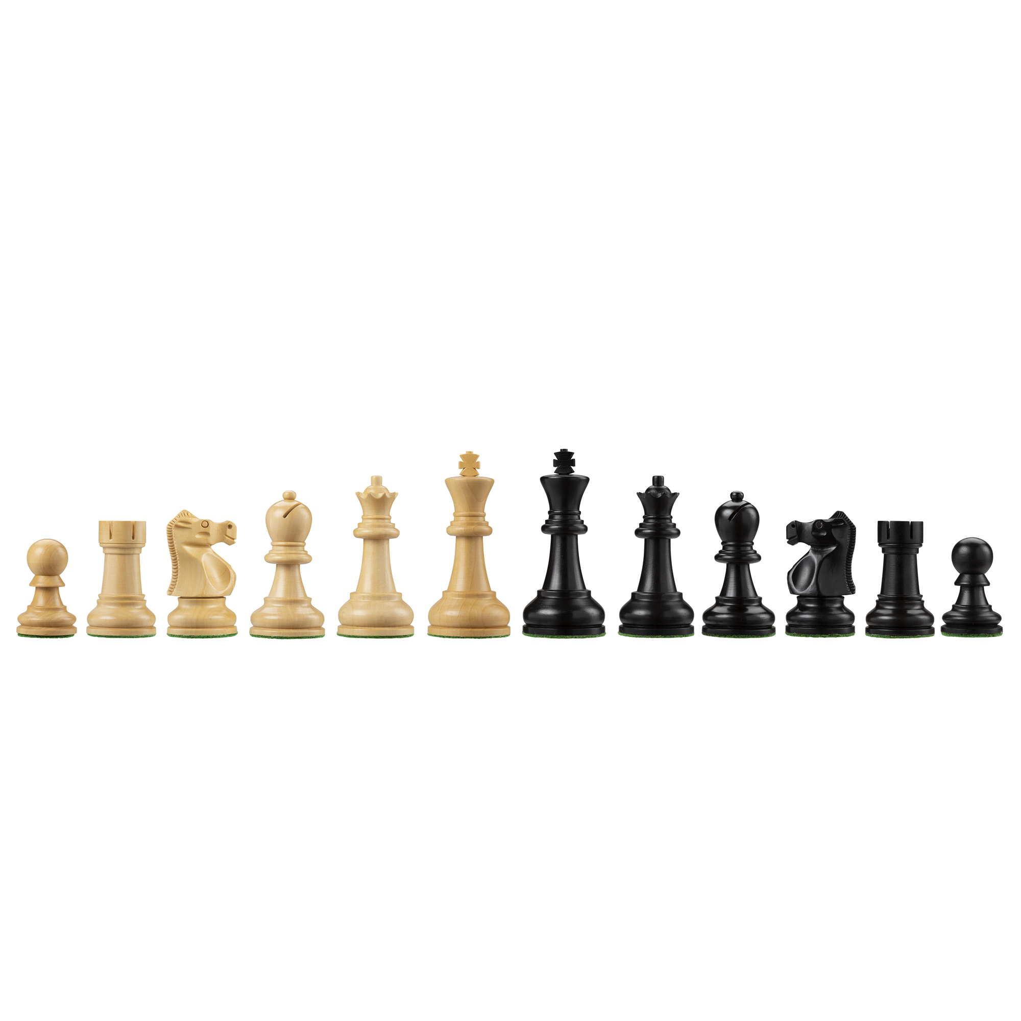 SET OF 32 CHESS PIECES MEN IN BLACK AND CREAM 