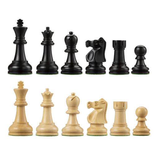 Ultimate Chess Pieces - Ebonized/Boxwood - 3.75 inch King. Black and white wood chess pieces.