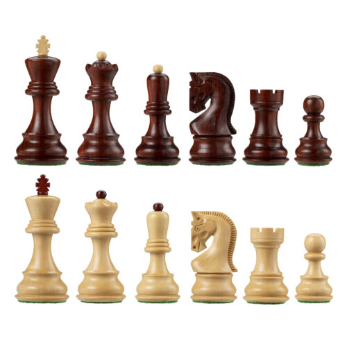 redwood zagreb chess pieces. Red wood chess pieces. Red wood chess pieces brown and white.