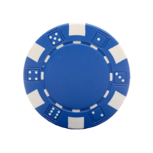 Blue poker chip. Blue poker chip with dice numbers around chip. Simple blue poker chip.