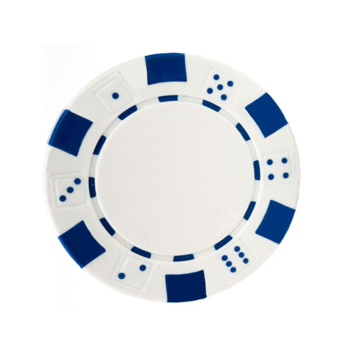 White Poker chip. White poker chip with dice number around chip. Simple white poker chip.