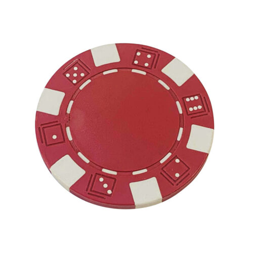 Red Poker Chip. Red poker chip with dice numbers around chip. Simple red poker chip.