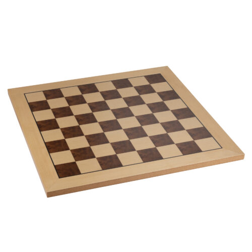 Natural with camphor burl chess board. Light brown and dark brown chess and checkers board. Light brown and dark brown chess and checkers board with pointed edges.