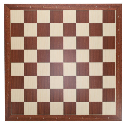 Mahogany chess and checkers board. Mahogany chess and checkers board with numbers on sides. Mahogany chess and checkers board with pointed edges.