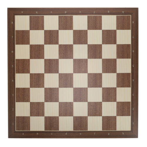 Walnut wood chess and checkers board. Walnut chess and checkers board with numbers on the sides. Walnut chess and checkers board with slim pointed edges.