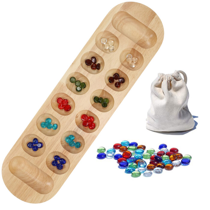 Classic Mancala Board Game 22 inch - Natural Wood