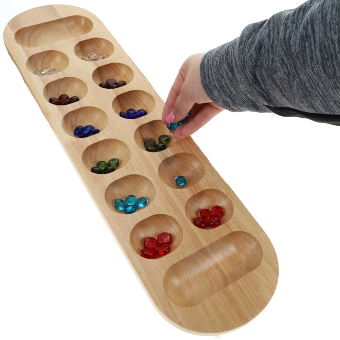 Classic Mancala Board Game 22 inch - Natural Wood - Image 4